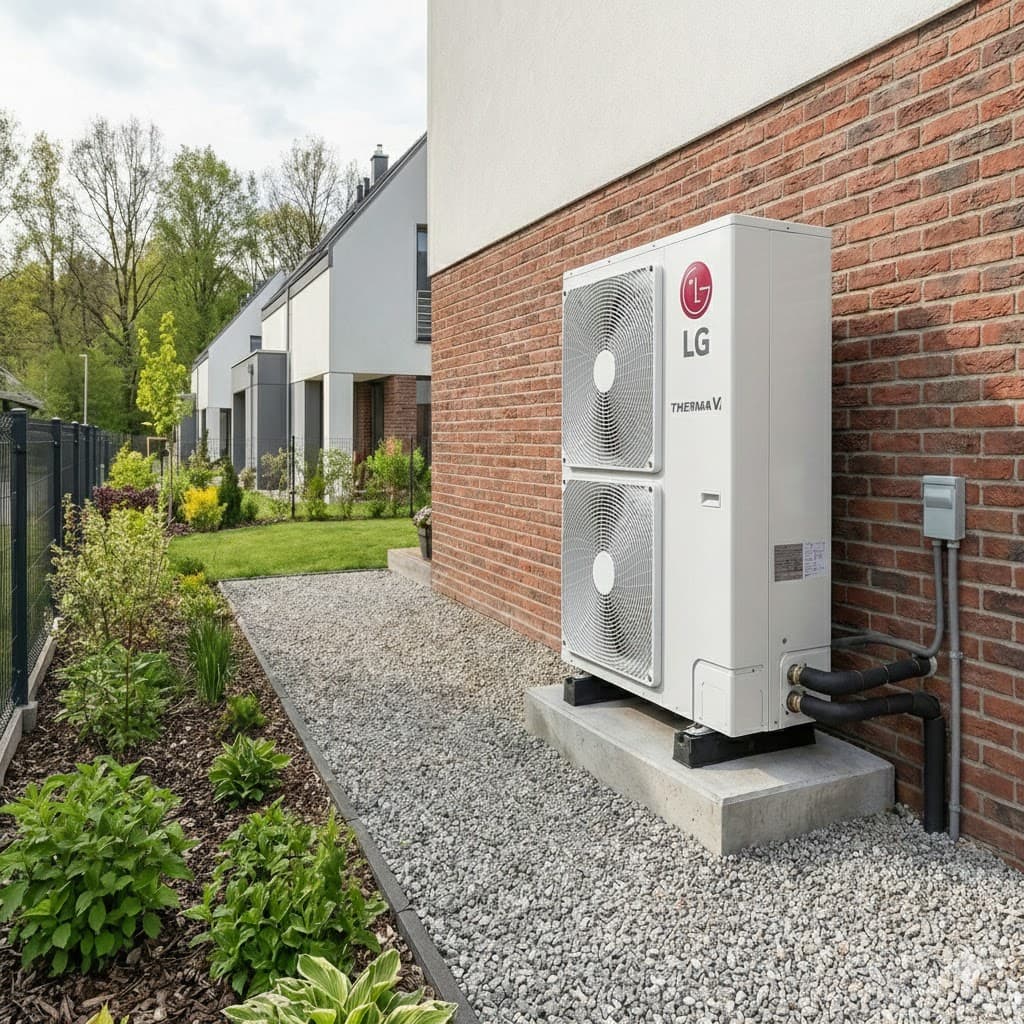 Pompa ciepła przy domu jednorodzinnym